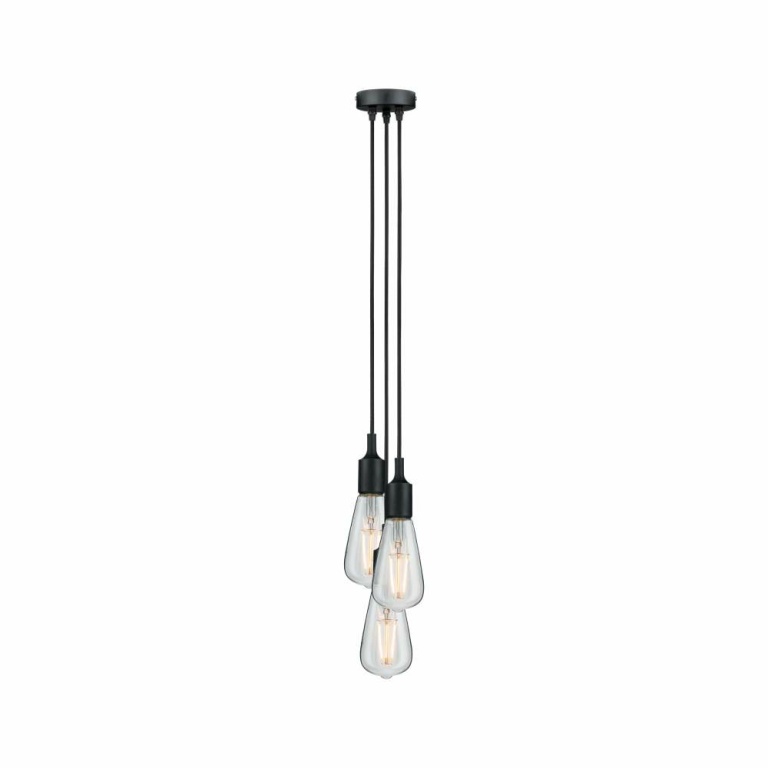 Paulmann Neordic Pendelleuchte Ketil E27 max. 3x60W Schwarz dimmbar Silikon/Metall 3-flammig