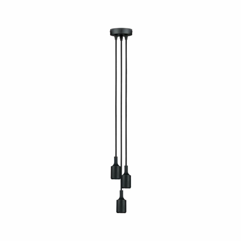 Paulmann Neordic Pendelleuchte Ketil E27 max. 3x60W Schwarz dimmbar Silikon/Metall 3-flammig