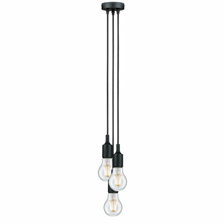 Paulmann Neordic Pendelleuchte Ketil E27 max. 3x60W Schwarz dimmbar Silikon/Metall 3-flammig