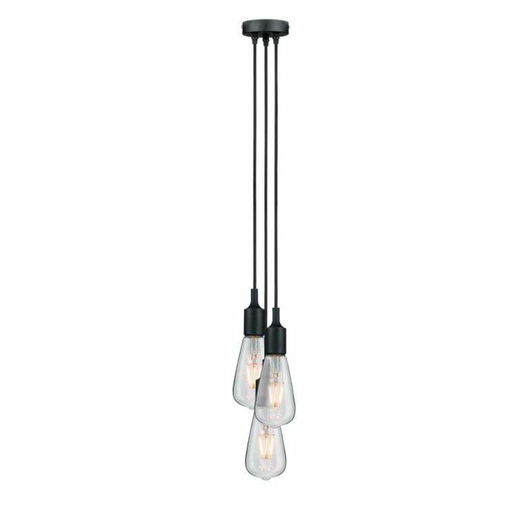 Paulmann Neordic Pendelleuchte Ketil E27 max. 3x60W Schwarz dimmbar Silikon/Metall 3-flammig