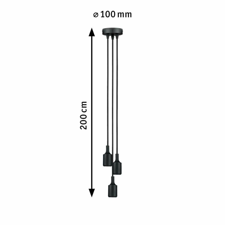 Paulmann Neordic Pendelleuchte Ketil E27 max. 3x60W Schwarz dimmbar Silikon/Metall 3-flammig