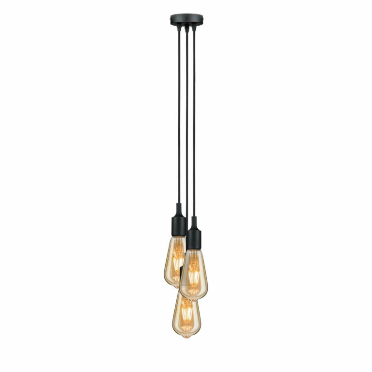 Paulmann Neordic Pendelleuchte Ketil E27 max. 3x60W Schwarz dimmbar Silikon/Metall 3-flammig