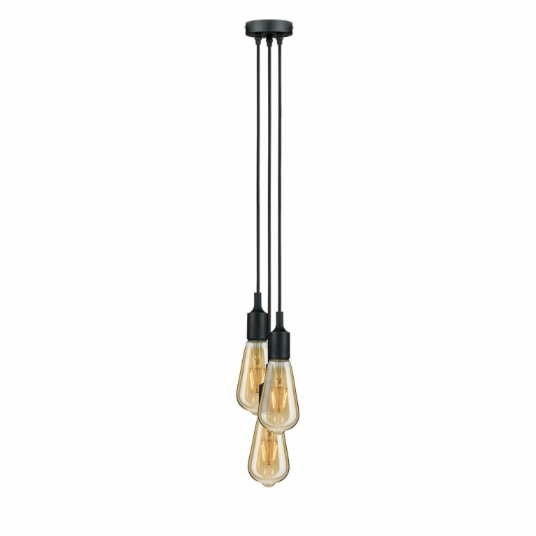 Paulmann Neordic Pendelleuchte Ketil E27 max. 3x60W Schwarz dimmbar Silikon/Metall 3-flammig