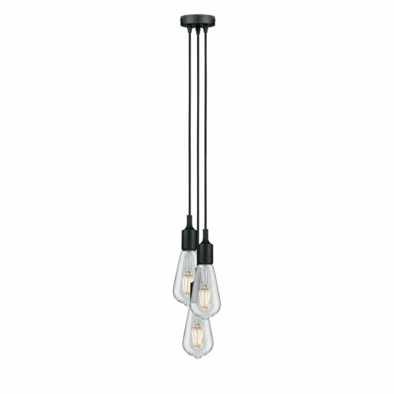 Paulmann Neordic Pendelleuchte Ketil E27 max. 3x60W Schwarz dimmbar Silikon/Metall 3-flammig