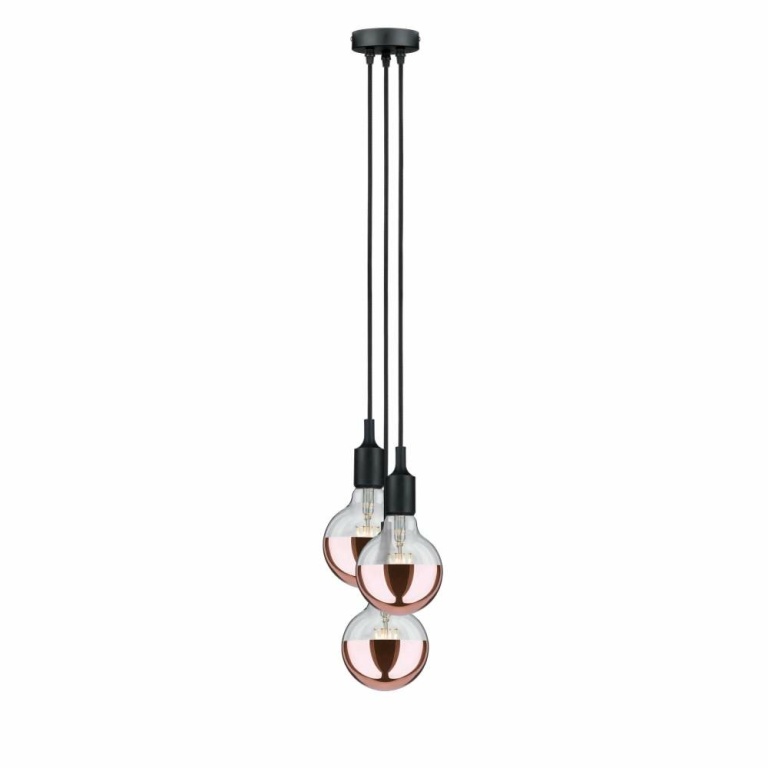 Paulmann Neordic Pendelleuchte Ketil E27 max. 3x60W Schwarz dimmbar Silikon/Metall 3-flammig