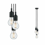 Neordic Pendelleuchte Ketil E27 max. 3x60W Schwarz dimmbar Silikon/Metall 3-flammig