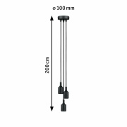 Neordic Pendelleuchte Ketil E27 max. 3x60W Schwarz dimmbar Silikon/Metall 3-flammig