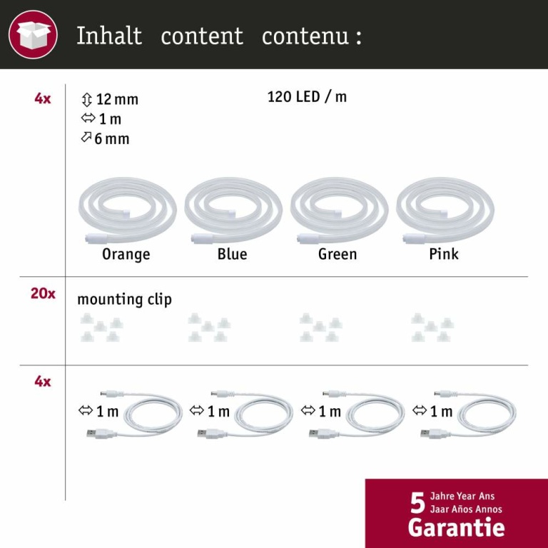 Paulmann Neon Colorflex USB Strip Set 4x1m 4x4,5W 5V