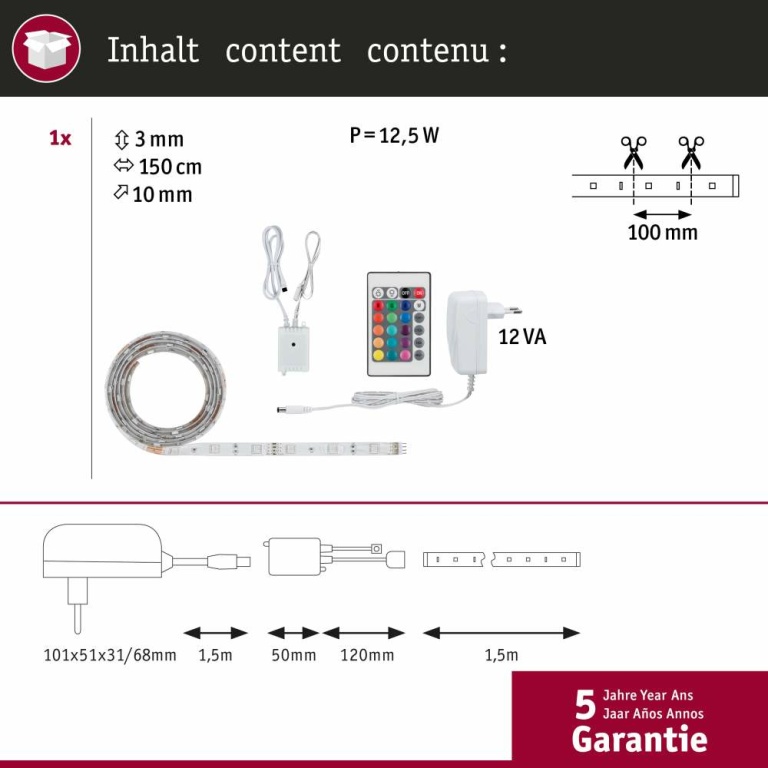 Paulmann SimpLED Strip Komplett-Set 1,5m 12W RGB