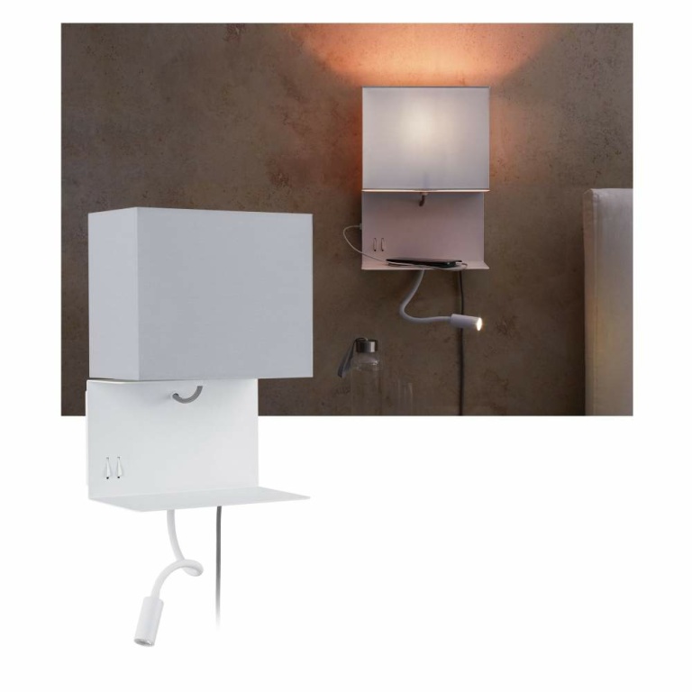 Hulda 71108 | Ladebuchse Paulmann USB-C Weiß mit dimmbar Wand-Leselampe matt LED Lampen1a