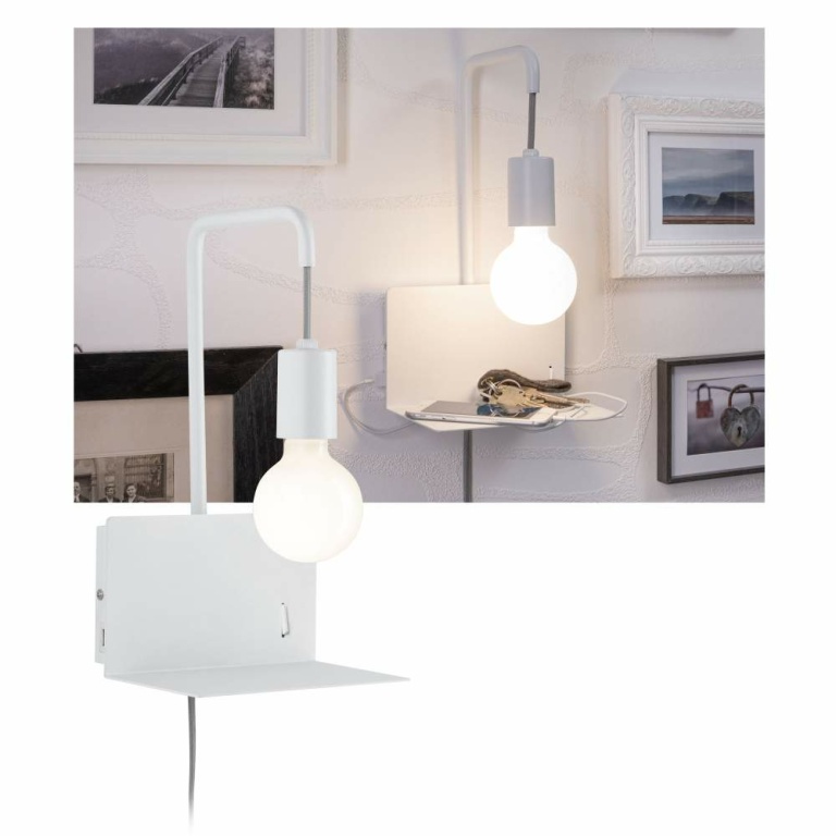 Paulmann 96774 LED Wand-Leseleuchte Weiß mit Lampen1a Devara | Ablage matt