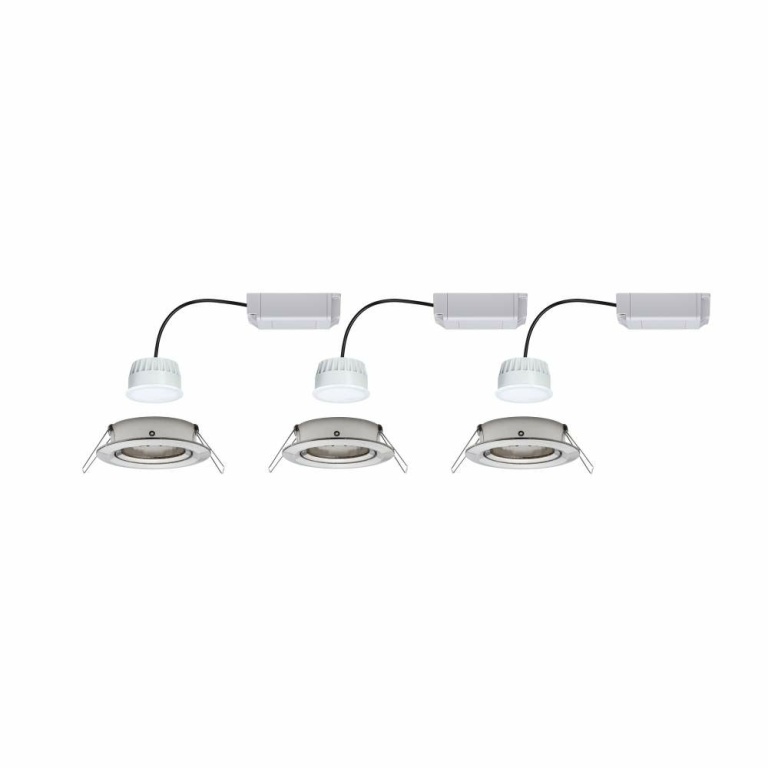 Paulmann SmartHome Zigbee LED Einbauleuchte Nova Plus 3er Set schwenkbar rund 84mm 50° Coin 3x6W 3x460lm 230V 2700K Eisen gebürstet