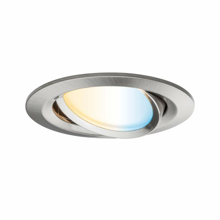 Paulmann SmartHome Zigbee LED Einbauleuchte Nova Plus schwenkbar rund 84mm 50° Coin 6W 470lm 230V Tunable White Eisen gebürstet