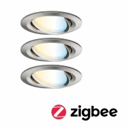 SmartHome Zigbee LED Einbauleuchte Nova Plus 3er Set schwenkbar rund 84mm 50° Coin 3x6W 3x470lm 230V Tunable White Eisen gebürstet