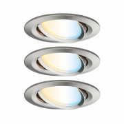 SmartHome Zigbee LED Einbauleuchte Nova Plus 3er Set schwenkbar rund 84mm 50° Coin 3x6W 3x470lm 230V Tunable White Eisen gebürstet