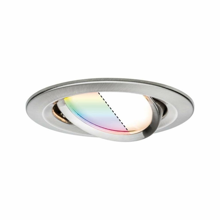 Paulmann SmartHome Zigbee LED Einbauleuchte Nova Plus schwenkbar rund 84mm 50° Coin 2,5W 85lm 230V RGBW Eisen gebürstet