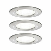 Nova LED Einbauleuchte 3er Set rund 6.5W IP44 GU10 Eisen gebürstet 4000K 230V