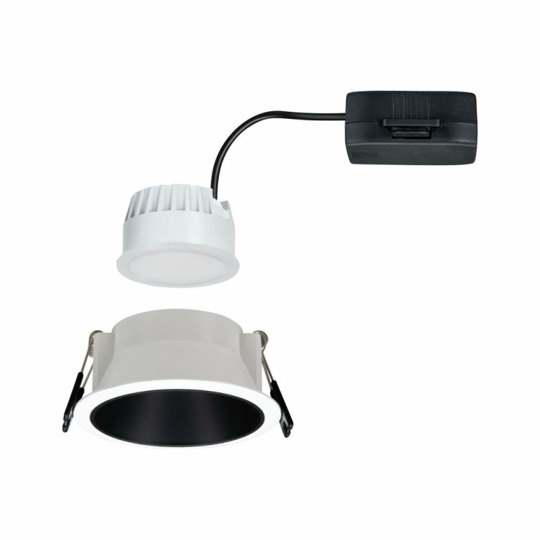 Paulmann LED Einbauleuchte Cole Coin Weiß/Schwarz matt 6W 470lm 2700K IP44 3-Step-Dim