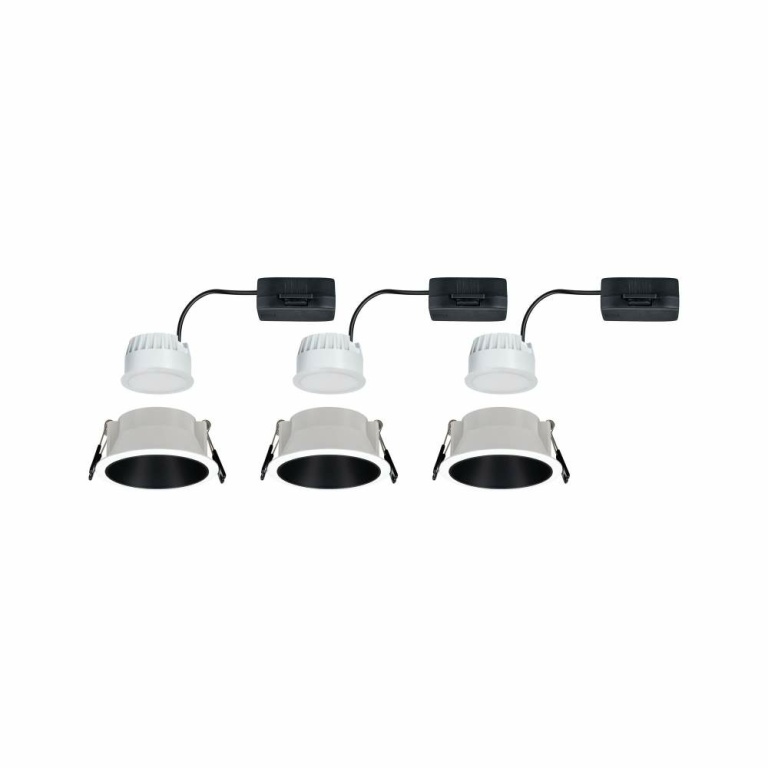 Paulmann LED Einbauleuchte Cole Coin Weiß/Schwarz matt 3er-Set 6W 470lm 2700K IP44 3-Step-Dim