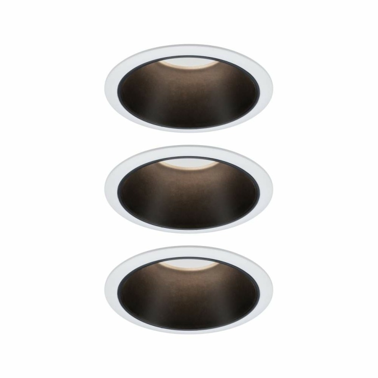 Paulmann LED Einbauleuchte Cole Coin Weiß/Schwarz matt 3er-Set 6W 470lm 2700K IP44 3-Step-Dim