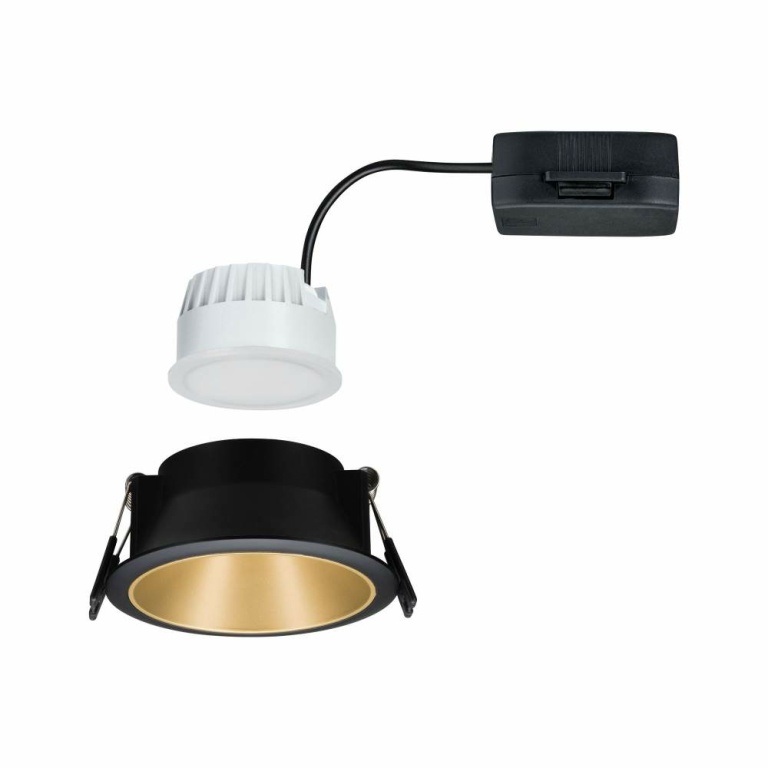 Paulmann LED Einbauleuchte Cole Coin Schwarz/Gold matt 6W 470lm 2700K IP44 3-Step-Dim