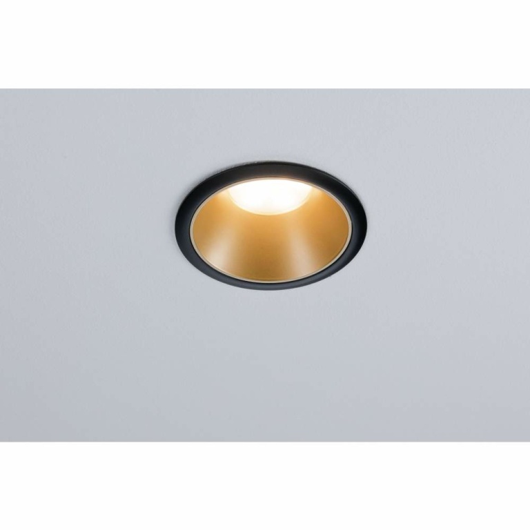 Paulmann LED Einbauleuchte Cole Coin Schwarz/Gold matt 6W 470lm 2700K IP44 3-Step-Dim