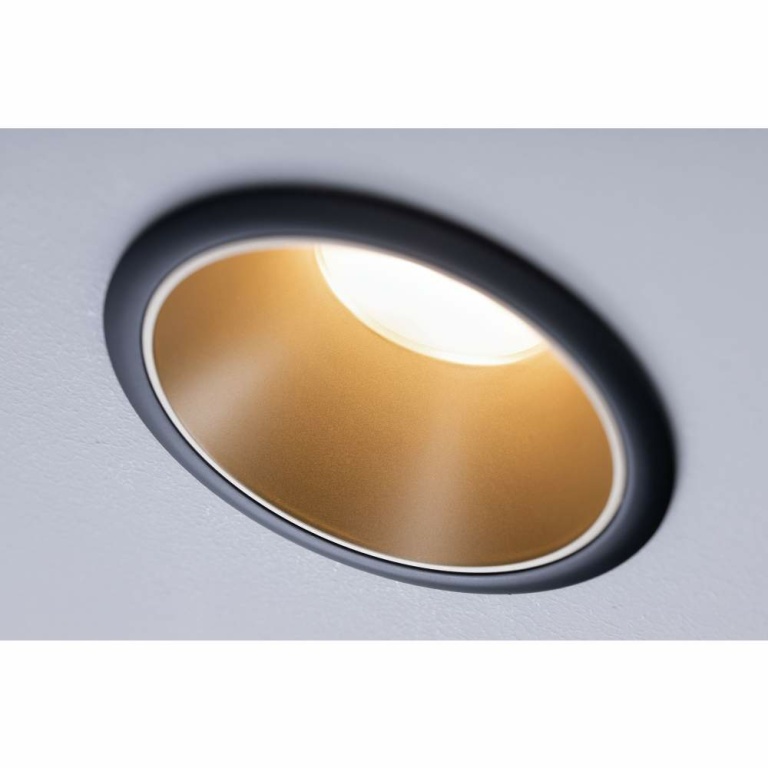 Paulmann LED Einbauleuchte Cole Coin Schwarz/Gold matt 6W 470lm 2700K IP44 3-Step-Dim