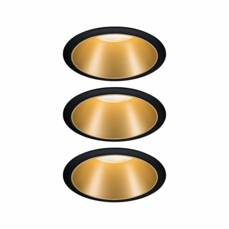 Paulmann LED Einbauleuchte Cole Coin Schwarz/Gold matt 3er-Set 6W 470lm 2700K IP44 3-Step-Dim