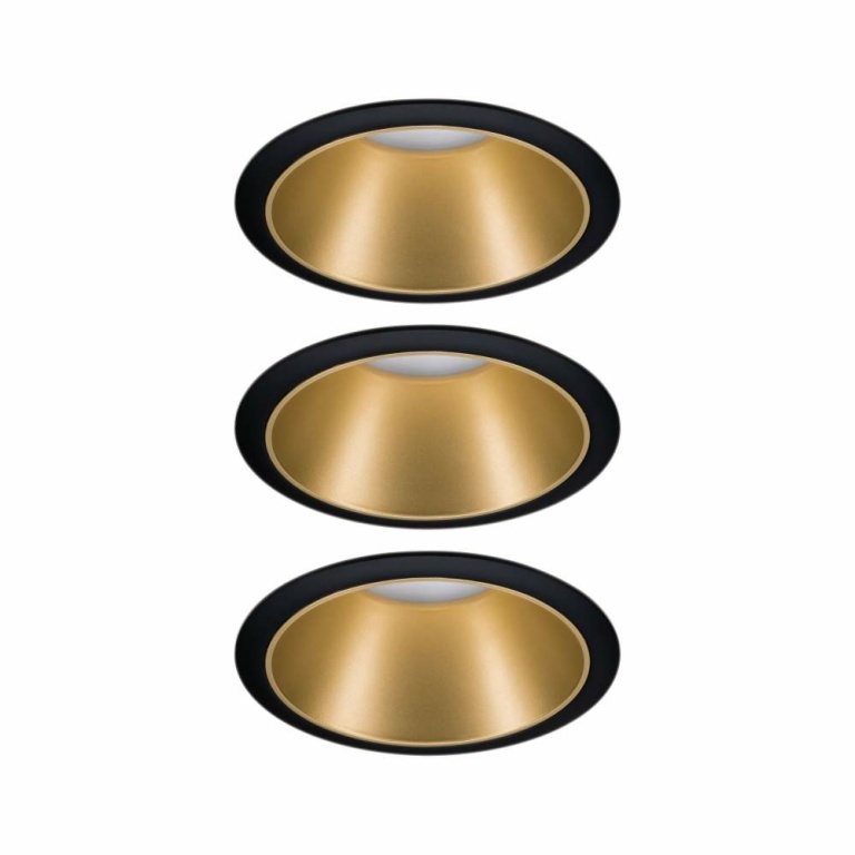 Paulmann LED Einbauleuchte Cole Coin Schwarz/Gold matt 3er-Set 6W 470lm 2700K IP44 3-Step-Dim