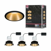 LED Einbauleuchte Cole Coin Schwarz/Gold matt 3er-Set 6W 470lm 2700K IP44 3-Step-Dim