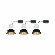 LED Einbauleuchte Cole Coin Schwarz/Gold matt 3er-Set 6W 470lm 2700K IP44 3-Step-Dim