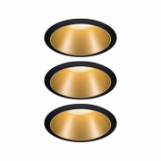 LED Einbauleuchte Cole Coin Schwarz/Gold matt 3er-Set 6W 470lm 2700K IP44 3-Step-Dim