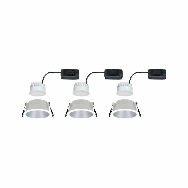 Paulmann LED Einbauleuchte Cole Coin Weiß/Silber 3er-Set 6W 470lm 2700K IP44 3-Step-Dim