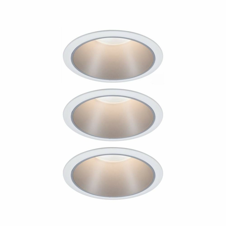 Paulmann LED Einbauleuchte Cole Coin Weiß/Silber 3er-Set 6W 470lm 2700K IP44 3-Step-Dim