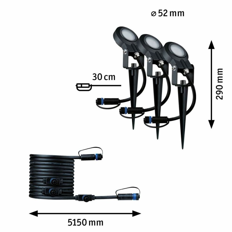 Paulmann Plug & Shine LED Gartenstrahler Sting Erweiterungsset IP67 3000K 3x6W Anthrazit