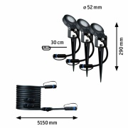 Plug & Shine LED Gartenstrahler Sting Erweiterungsset IP67 3000K 3x6W Anthrazit