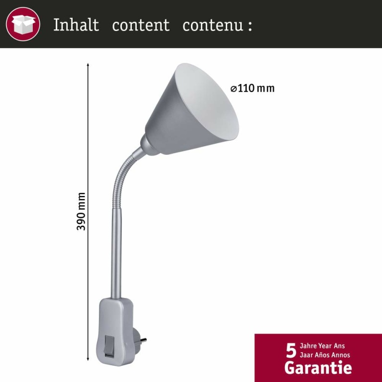 Paulmann Steckerleuchte Junus mit Flexarm E14 Weiß