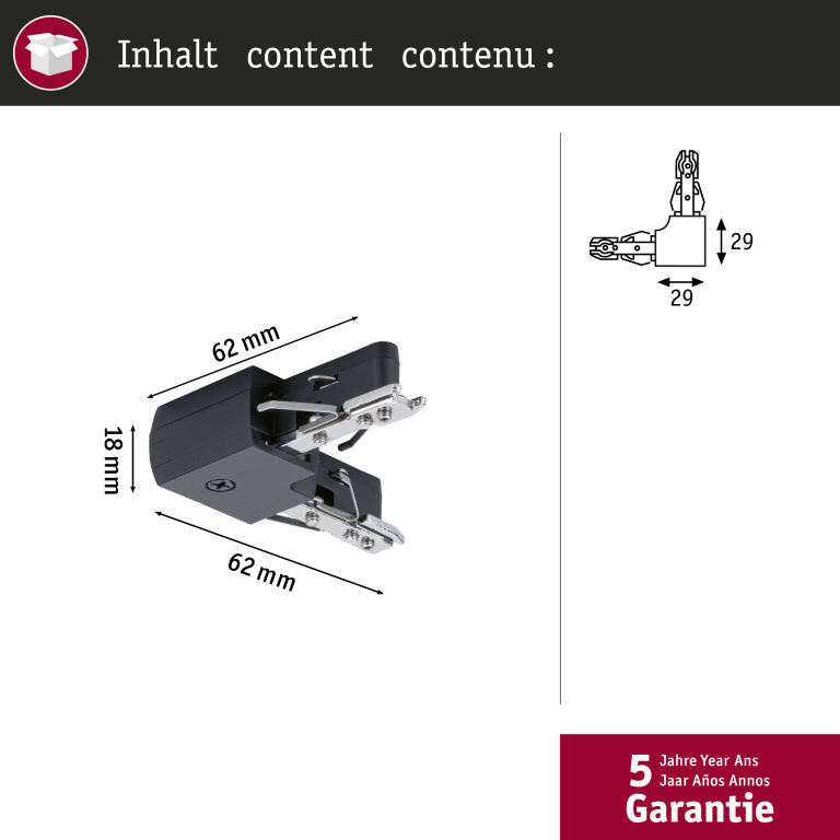 Paulmann URail L-Verbinder L-Stück starr Schwarz matt