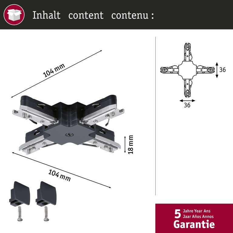 Paulmann URail X-Verbinder X-Stück Schwarz matt