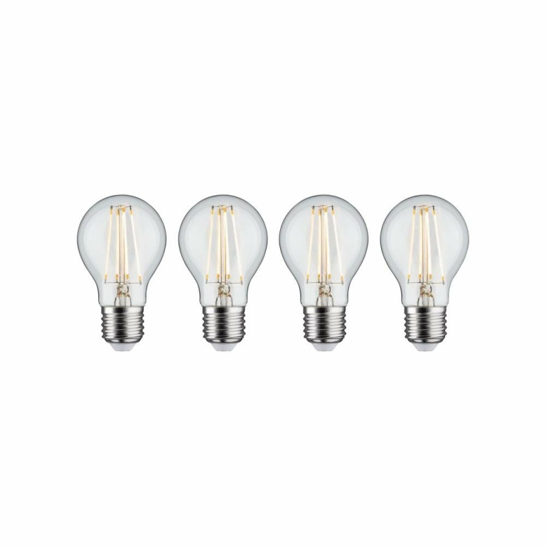 Paulmann Leuchtmittel Bundle 3-Stufen-dimmbar 4er-Set LED-Lampe E27 Birne Klar 2700K Warmweiß 806lm 8W