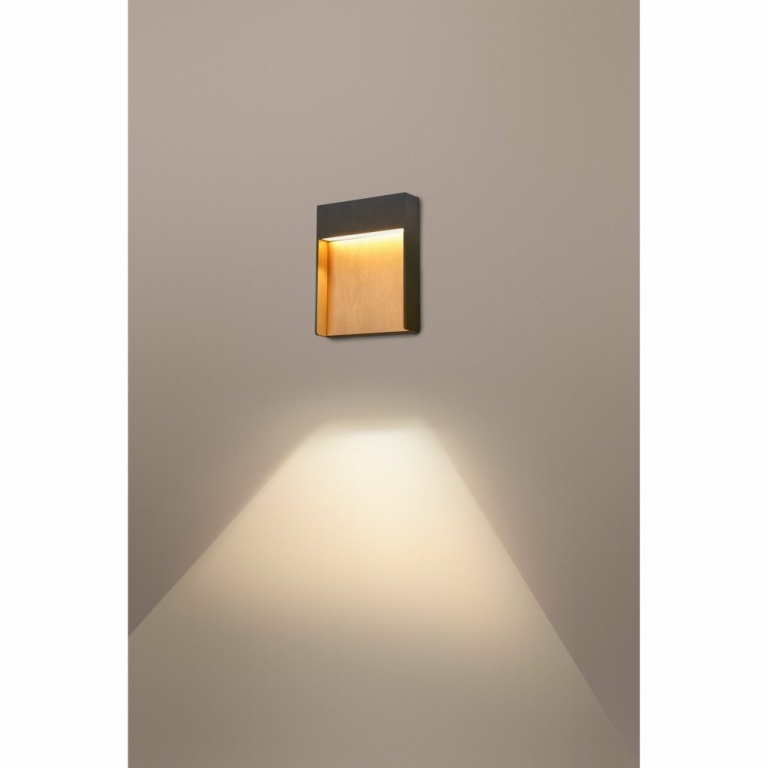 SLV FLATT Outdoor LED Wandaufbauleuchte 3000K IP65 anthrazit/braun