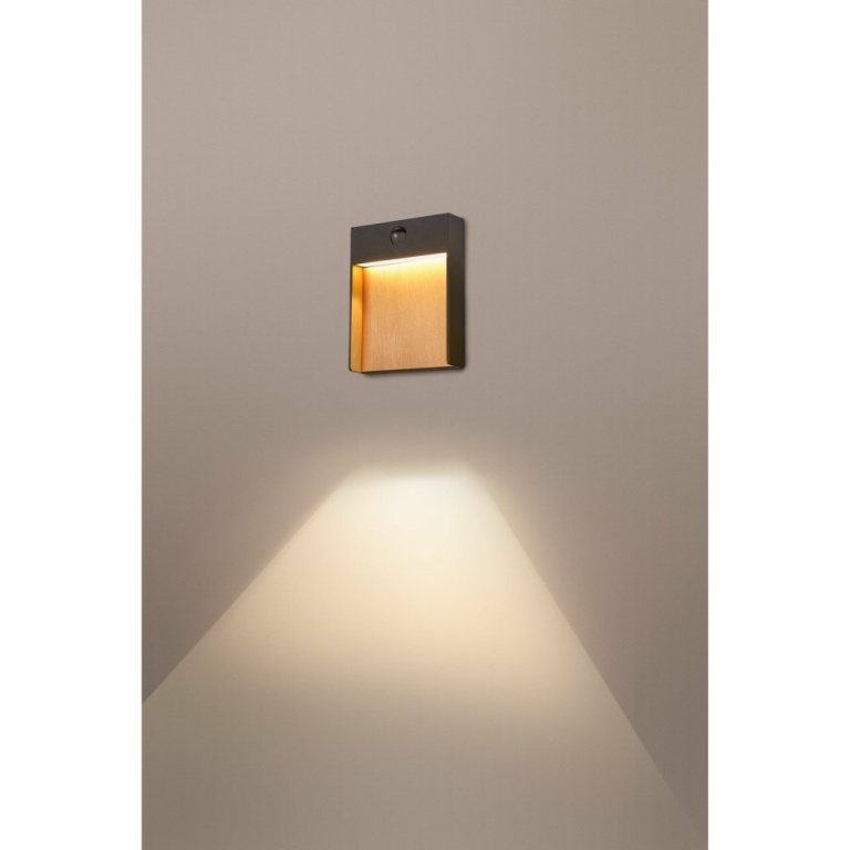 SLV FLATT SENSOR Outdoor LED Wandaufbauleuchte 3000K IP65 anthrazit/braun