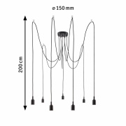 Neordic Pendelleuchte Ketil E27 max. 7x60W Schwarz dimmbar Silikon/Metall 7-flammig