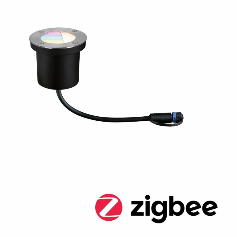 Paulmann Plug & Shine LED Bodeneinbauleuchte Smart Home Zigbee RGBW Einzelspot IP65 3000 - 6500K 3,6W Silber