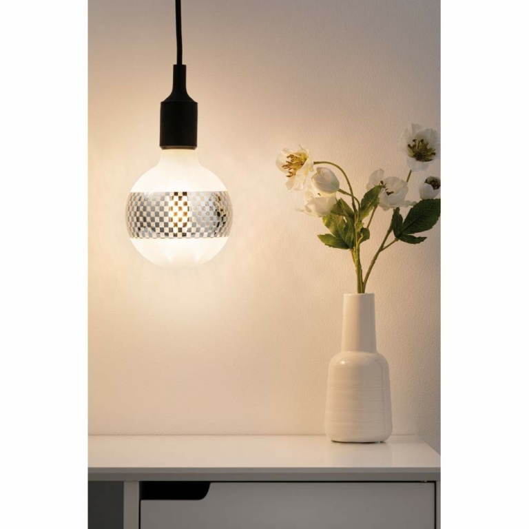 Paulmann LED G125 Ringspiegel Silber glanz kariert E27 2.700K dimmbar