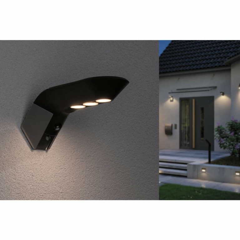 Paulmann Solar LED Wandleuchte Smart Home Zigbee Soley Bewegungsmelder IP44 3000K 30lm Anthrazit