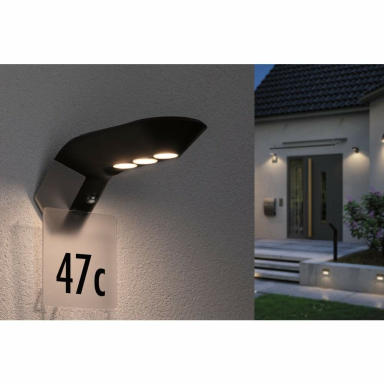 Paulmann Solar LED Wandleuchte Smart Home Zigbee Soley Bewegungsmelder IP44 3000K 30lm Anthrazit