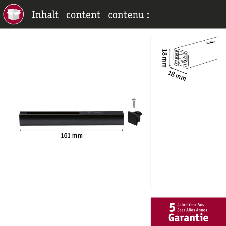 Paulmann URail Einspeisung Anfang/Ende Schwarz max. 1000W