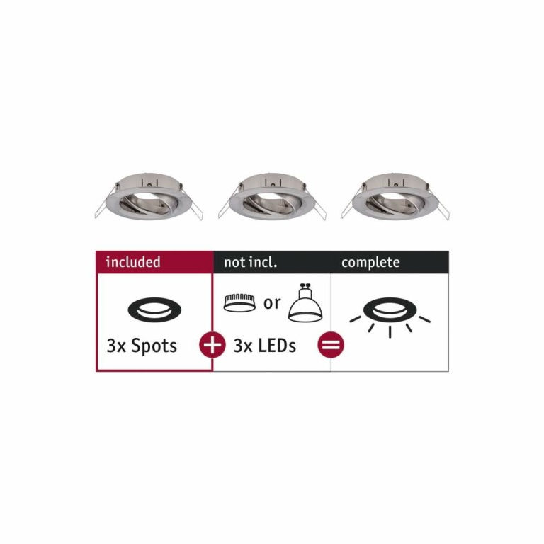 Paulmann Einbauleuchte Choose Spot schwenkbar max. 10W Eisen gebürstet 230V