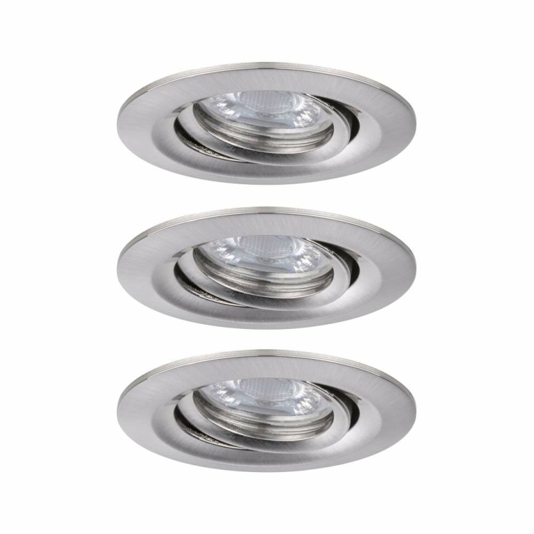 Paulmann LED Einbauleuchte Nova mini Plus Coin 3er-Set schwenkbar EasyDim 4,2W 2700K Eisen gebürstet dimmbar 230V